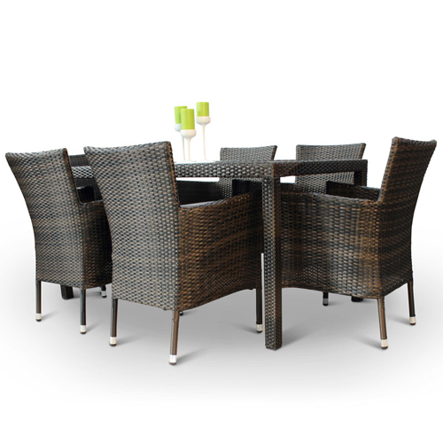 Phuket Rattan Deluxe 6 Seat Rectangular Dining Set JB Commercial