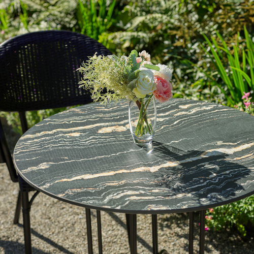 The Cyprus Round Dining Table is paired with a High Pressure Laminate table top, for heavy-duty indoor and outdoor use all year round! 