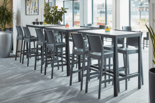 Moon Bar Stools with Oregon Rectangle Poseur Table LRCT