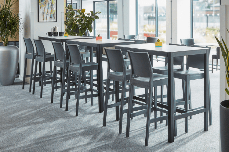 Moon Bar Stools with Oregon Rectangle Poseur Table LRCT
