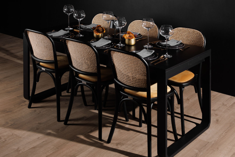 Rona Chairs with Black Switch Dining Table LRCT