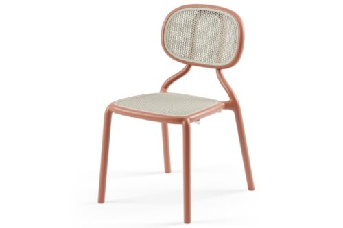 Shore Polypropylene Side Chair on a white background, terracotta, front view.